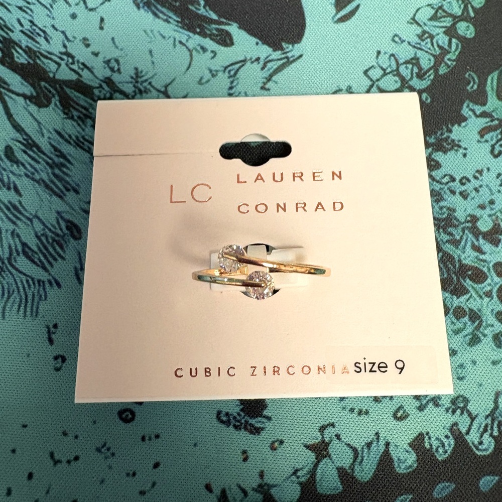 Lauren Conrad Gold-Plated Cubic Zirconia Ring (Size 9)